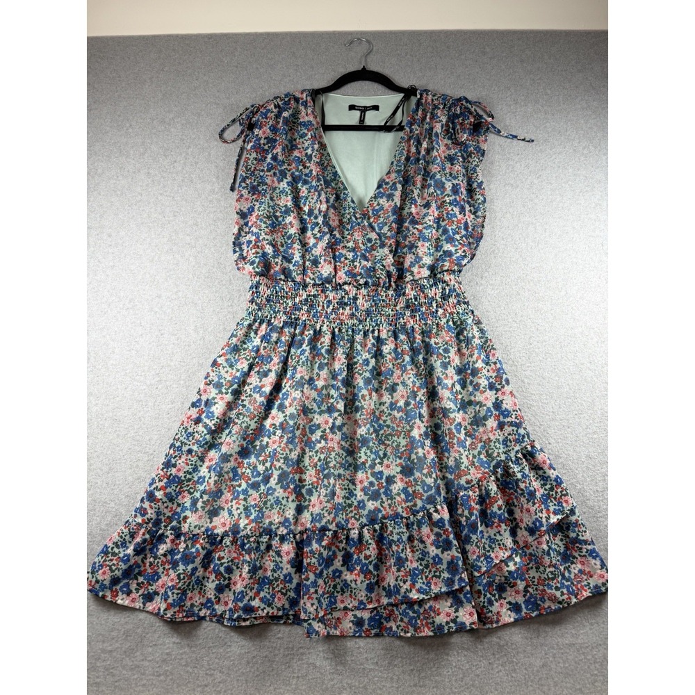 BCBG Paris Cottagecore Floral Mini Dress XXL Smocked Chiffon Tiered Ruffle Ditsy